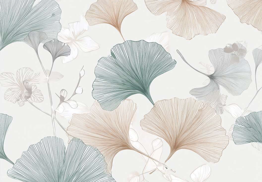 Posztertapéta ginkgo levél mintával 368x254 vlies