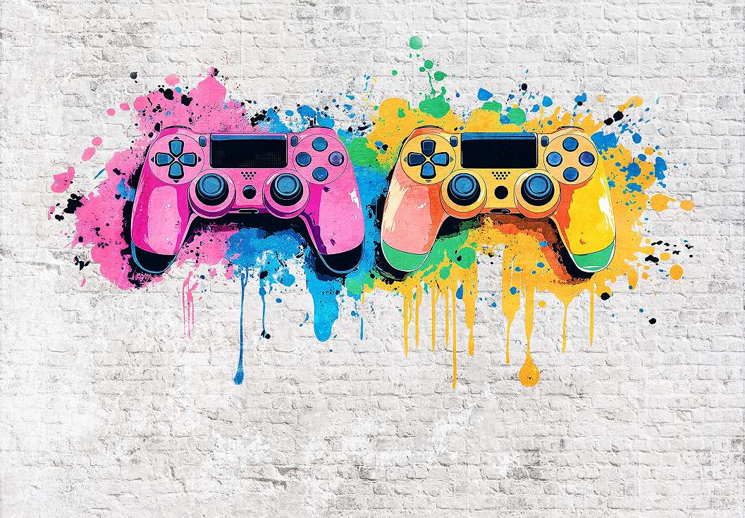 Posztertapéta graffiti stílusú PlayStation kontrollerek 368x254 vlies