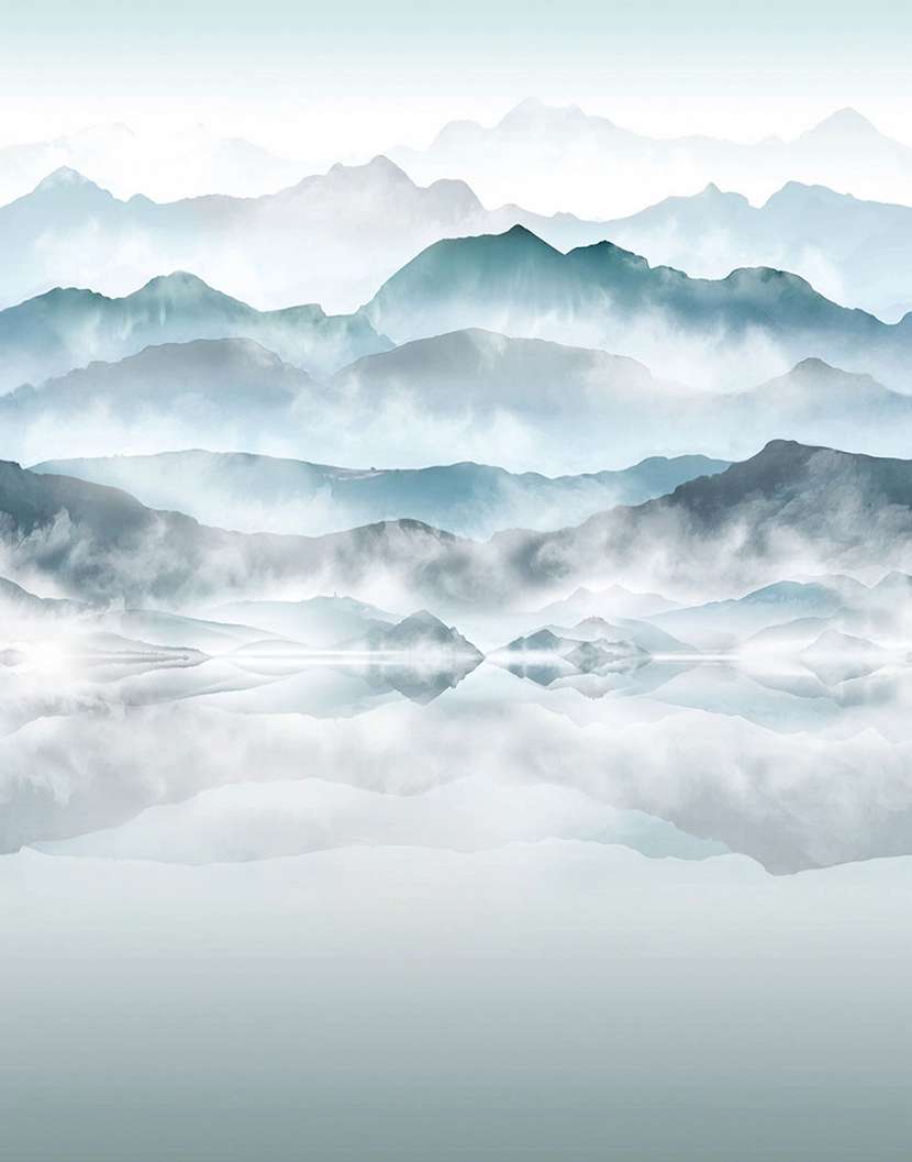 Posztertapéta hegy és tó mintával