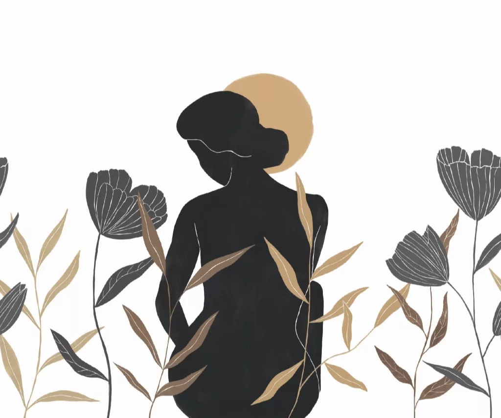 Posztertapéta lány holdal mintával 300 cm x 250 cm