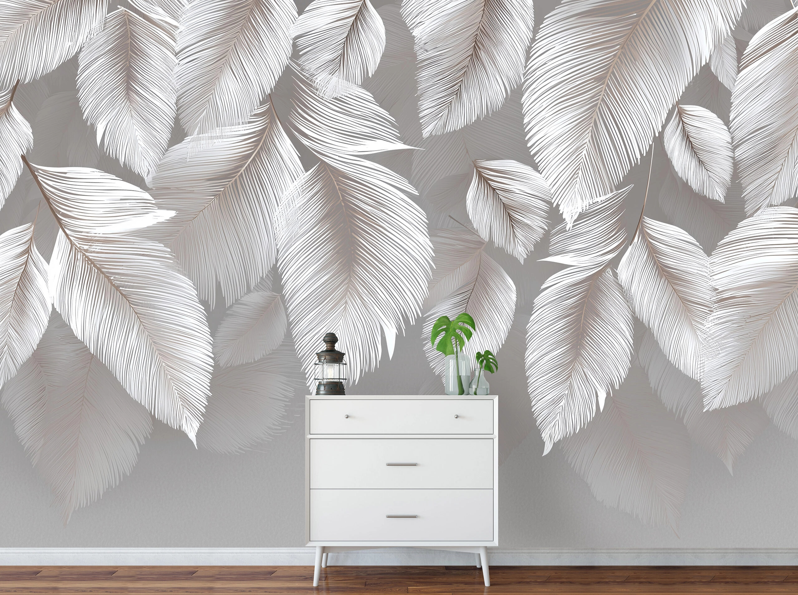 Fotótapéta szürke levél mintával 368x254 vlies