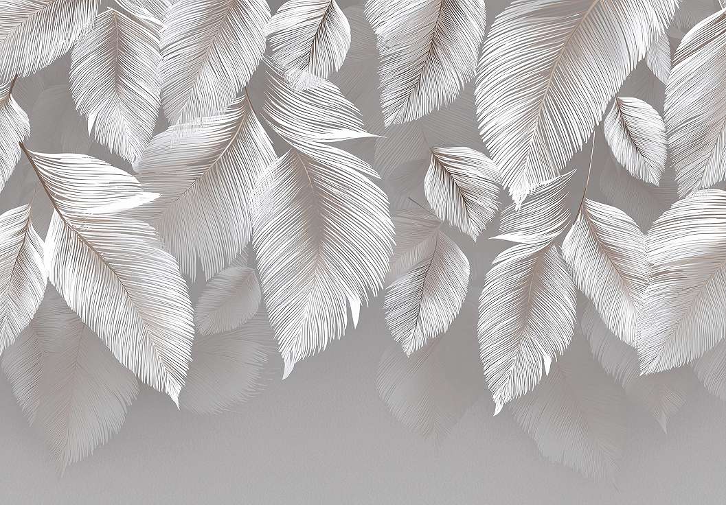 Posztertapéta levél mintával szürke színben 368x254 vlies
