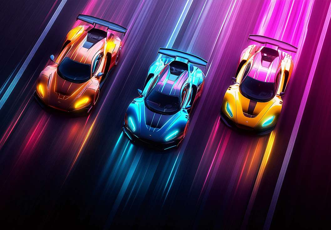Posztertapéta neon színű sportautók mintával 368x254 vlies