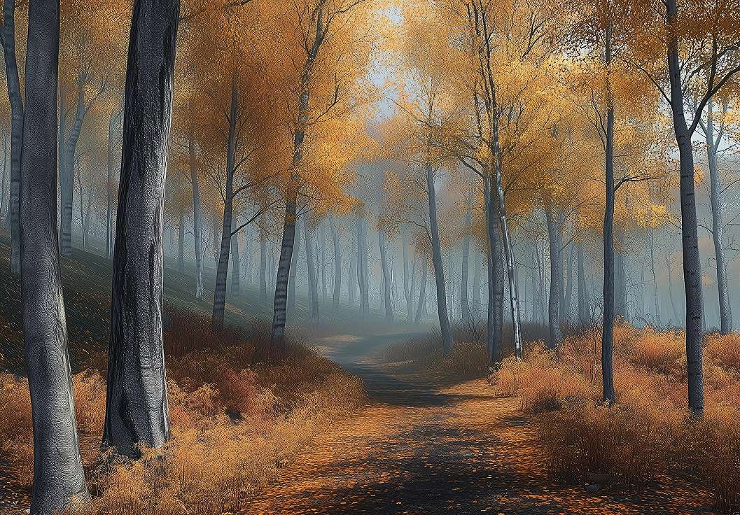 Posztertapéta őszi erdő tájkép mintával 368x254 vlies