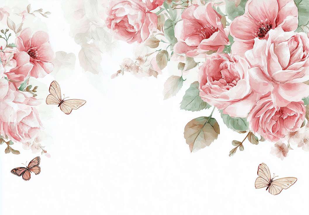 Posztertapéta rózsaszín rózsa mintával 368x254 vlies