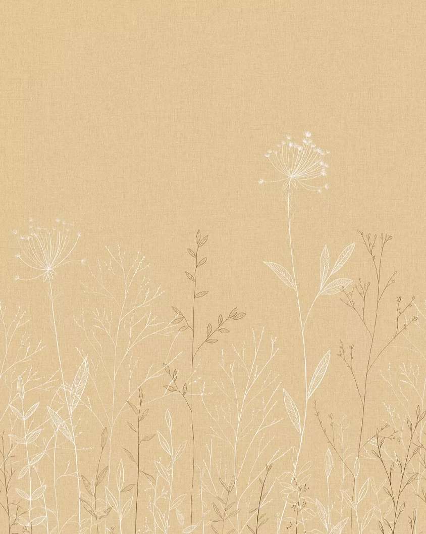 Posztertapéta sötétbeige mezeivirág mintával 200 cm x 310 cm