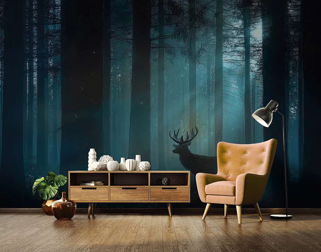 Posztertapéta szarvas az erdőben mintával 368x254 vlies