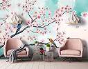 Fotótapéta virágzó cseresznyefa madarakkal mintával 368x254 vlies