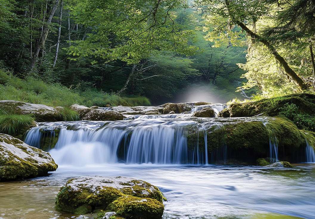 Posztertapéta vízesés az erdőben mintával 368x254 vlies