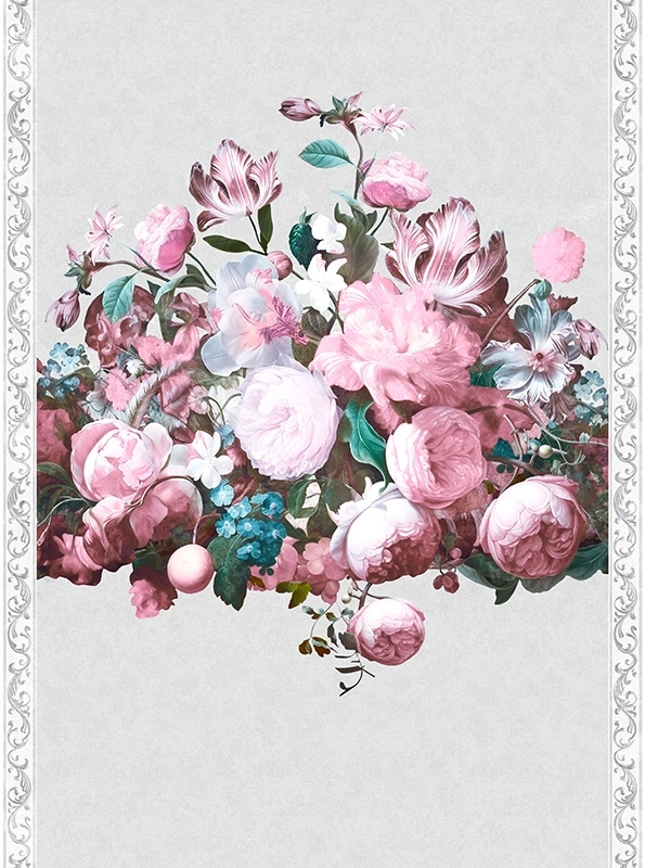 Provence virág mintás posztertapéta fehér színben