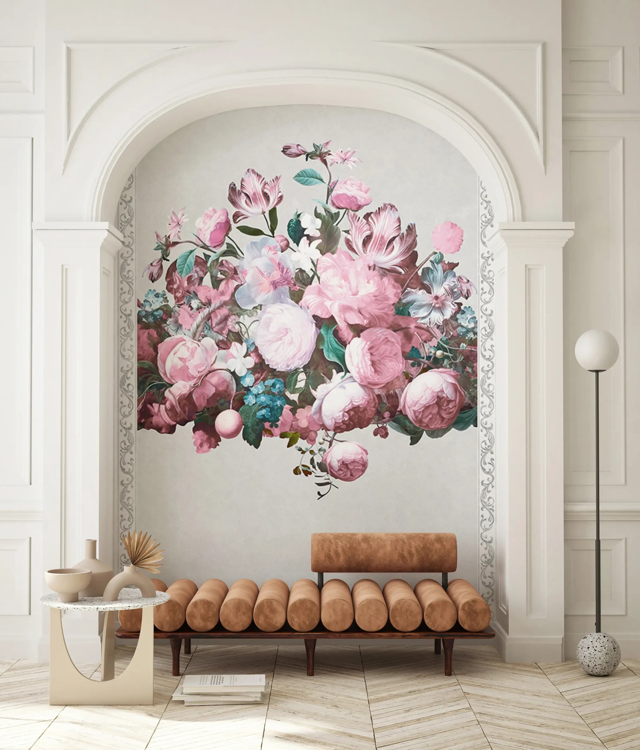 Fotótapéta provence virág mintával fehér színben