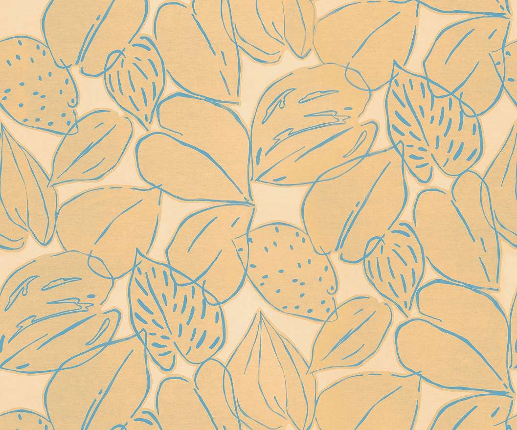 Rajzolt levélmintás vlies fotótapéta