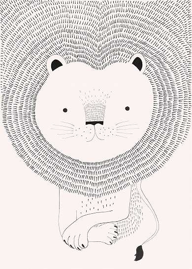 Rajzolt oroszlán rózsaszínű árnyalatban fotótapéta