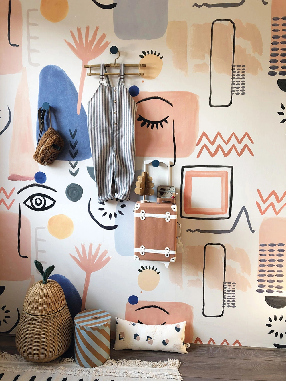 Rajzolt stílusú absztrakt formavilágú gyerek fotótapéta