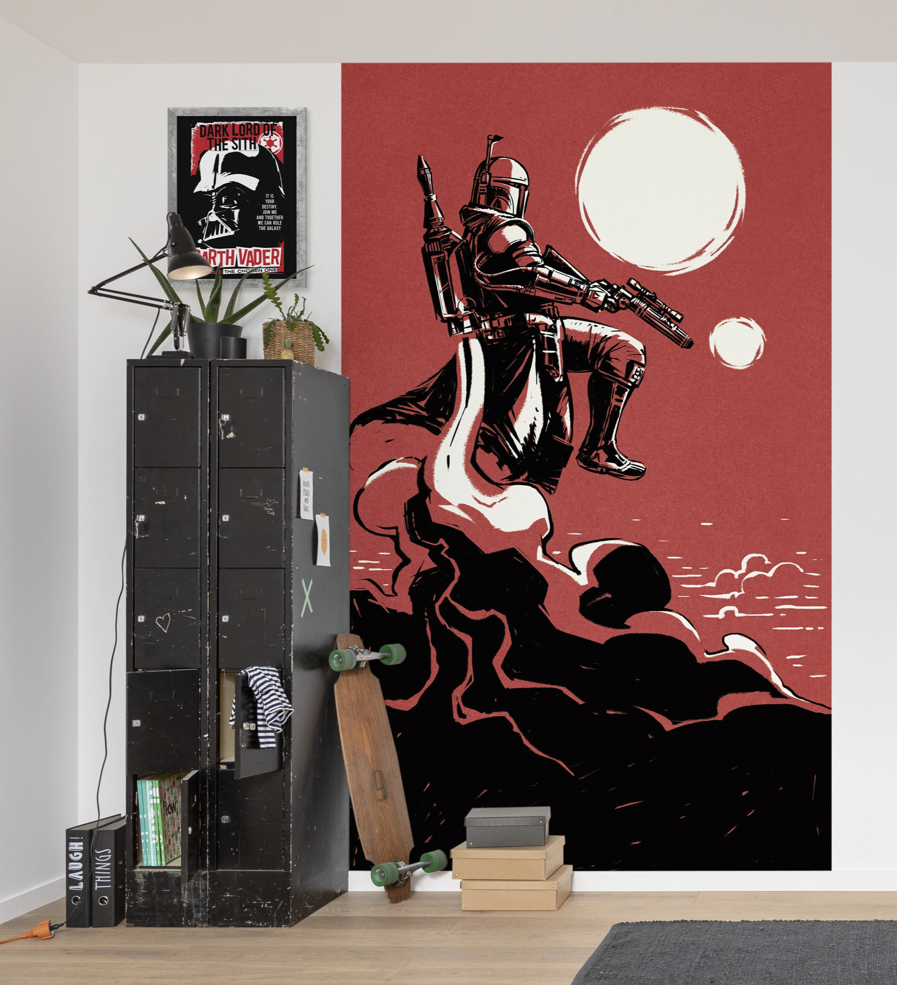 Star Wars fotótapéta vörös fekete színben Boba Fett a fejvadász Tini szobába