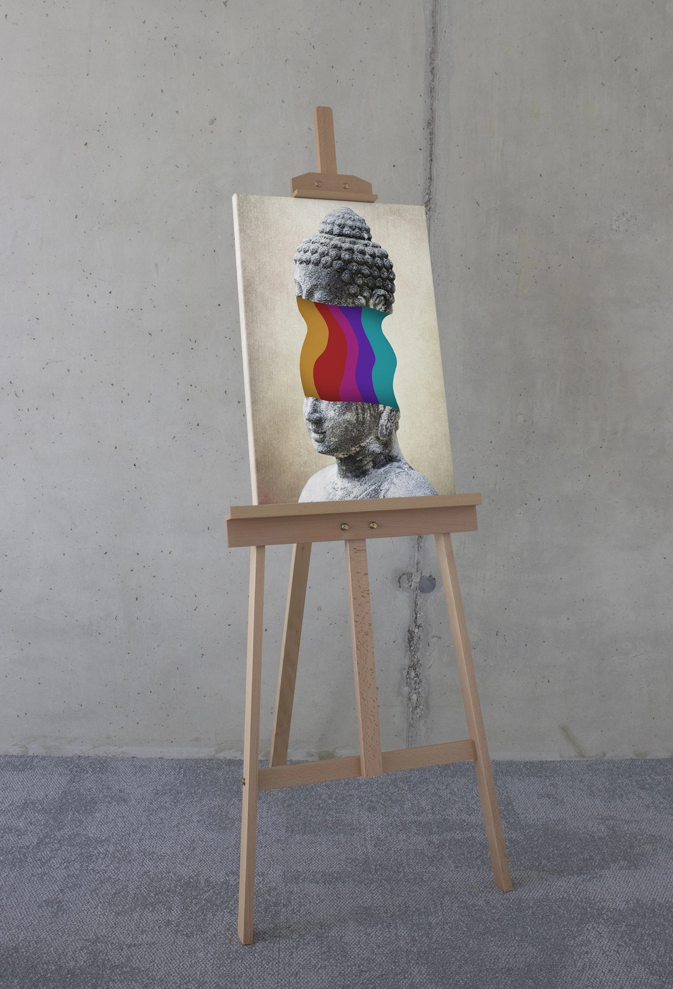 Színes absztrakt buddha mintás vászonkép 40x60