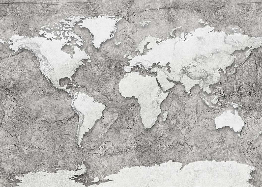 Szürke fehér világtérkép mintás vlies fotótapéta