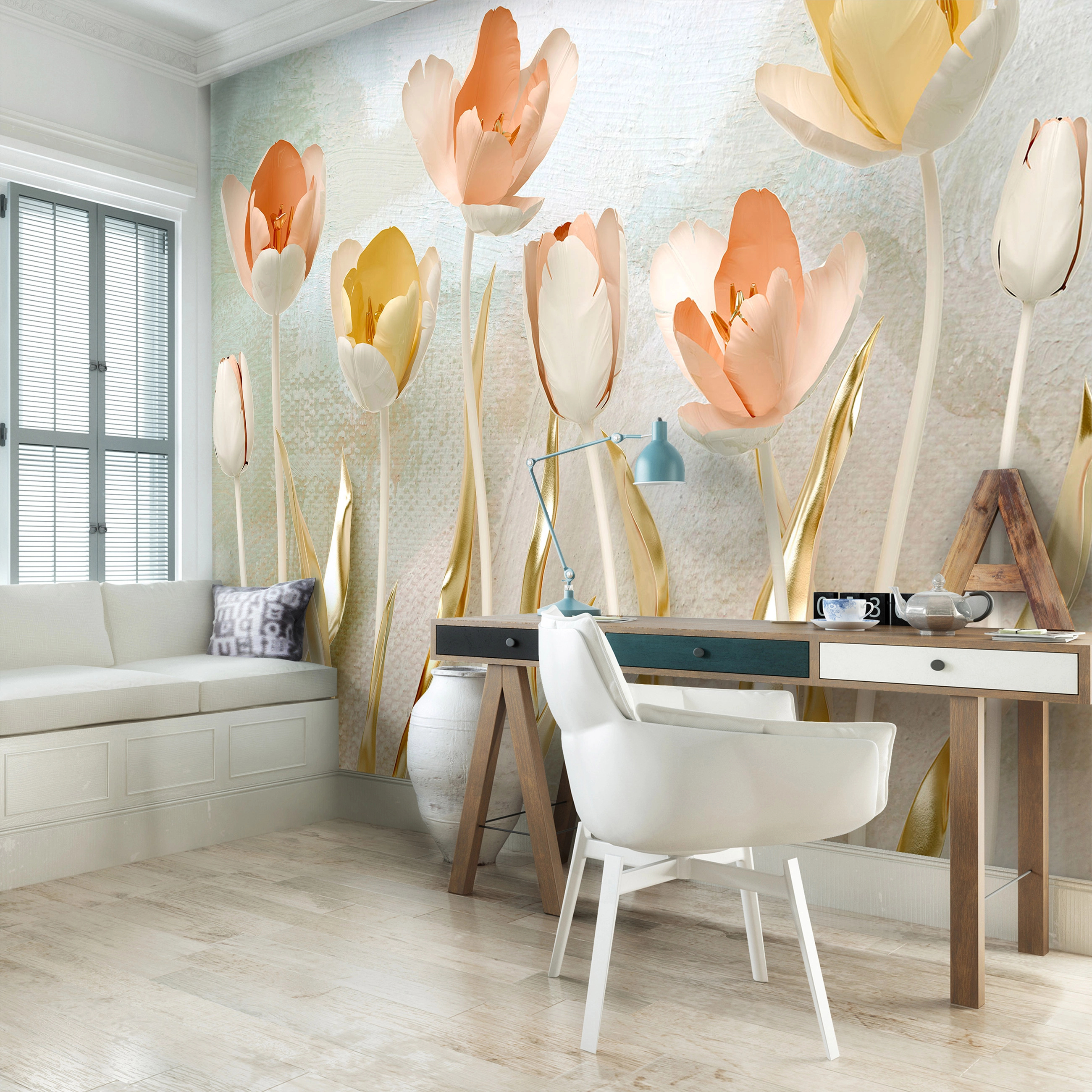 Fali poszter tulipán mintával glamour stílusban 368x254 vlies