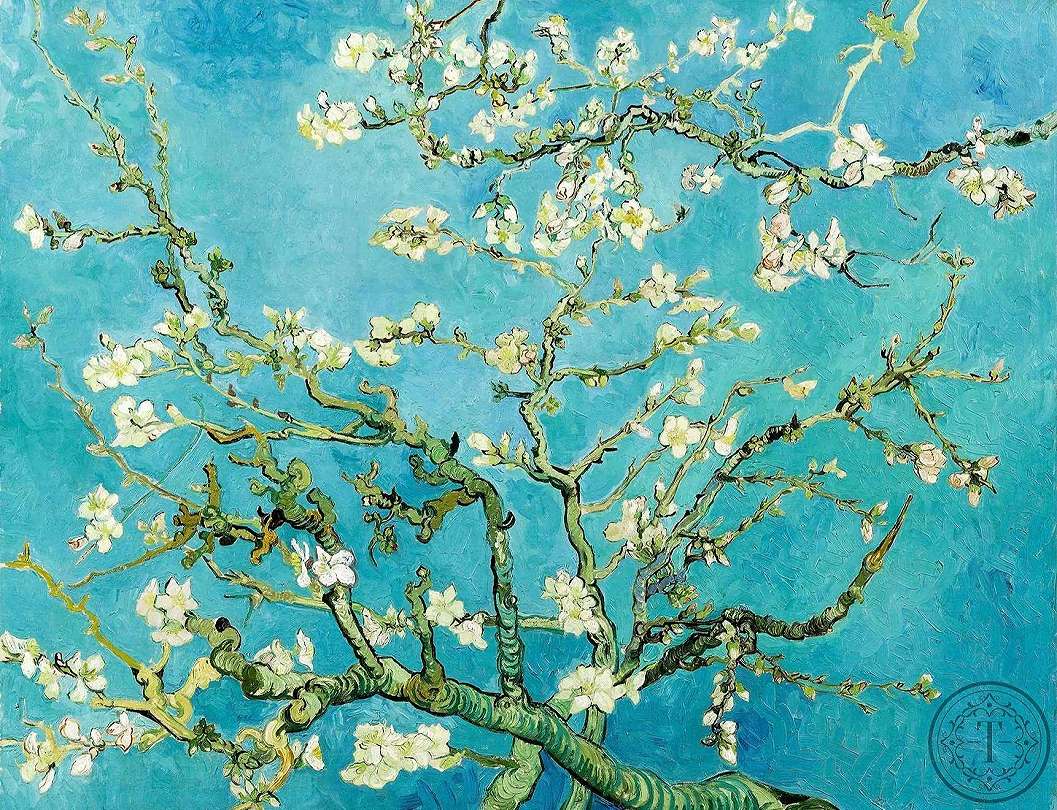 Van Gogh fotótapéta türkíz cseresznyefa virág mintával