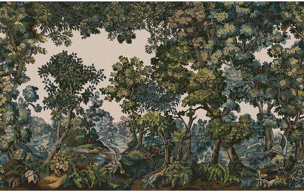 Vintage angol stílusú fotótapéta zöld erdei mintával vinyl mosható