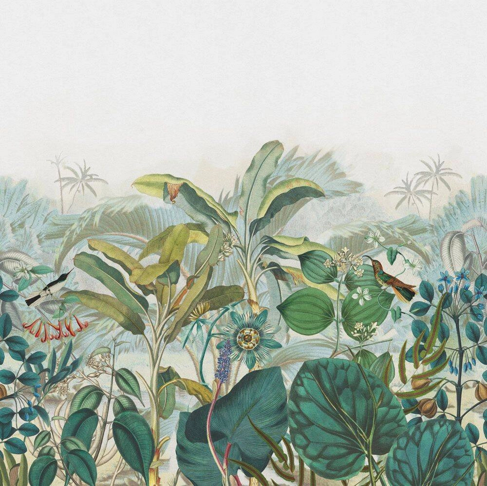 Vintage dzsungel mintás vlies fotótapéta madár mintákkal