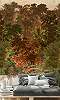 Absztrakt erdei tájkép mintás vlies mosható poszter tapéta
