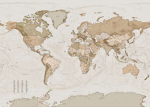 Vintage hangulatú világtérkép mintás fotótapéta