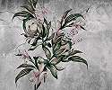 Vintage hangulatú virág levél és damaszk mintás fali poszter 368x254 vlies