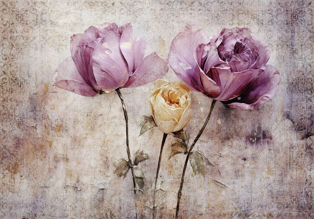 Vintage virágmintás fotótapéta rózsa mintával 368x254 vlies