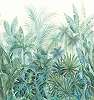 Dzsungel mintás moshaó poszter tapéta türkiz kékes színvilágban