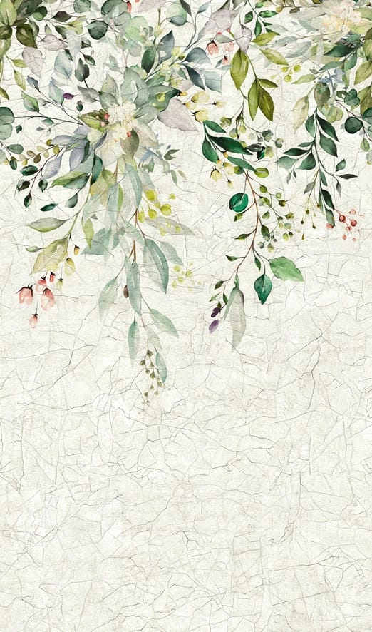 Vinyl fotótapéta zöld csüngő levél mintával