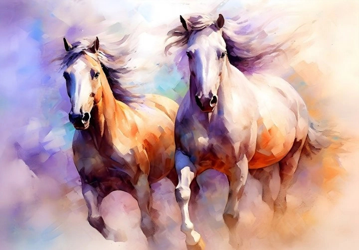 Vlies fotótapéta akvarell színes ló mintákkal 368x254 vlies