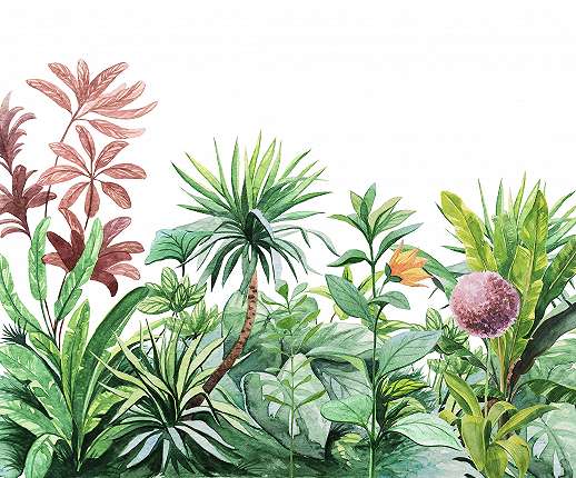 Vlies fotótapéta akvarell trópusi pálmafa dzsungel mintával