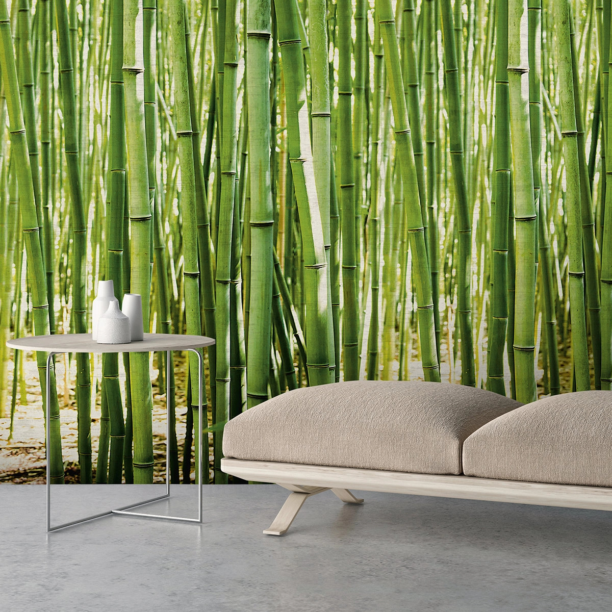 Zöld bambusz mintás vlies posztertapéta