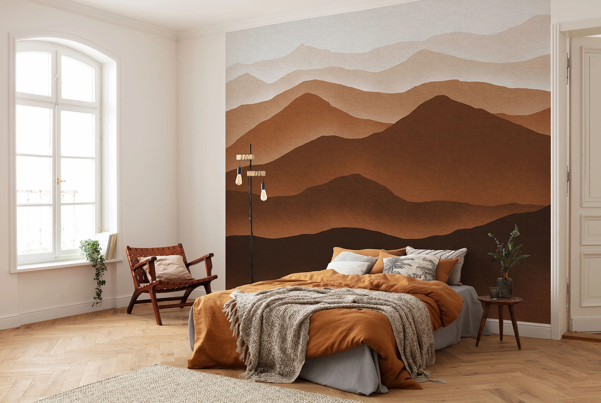 Fali poszter barna stilizált hegyvonulat mintával