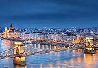 Budapest panoráma fali poszter éjszakai látképpel Duna, Parlament, Lánchíd 368x254 vlies