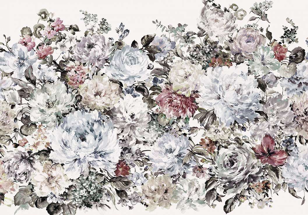 Vlies fotótapéta festett hatású romantikus virágmintával