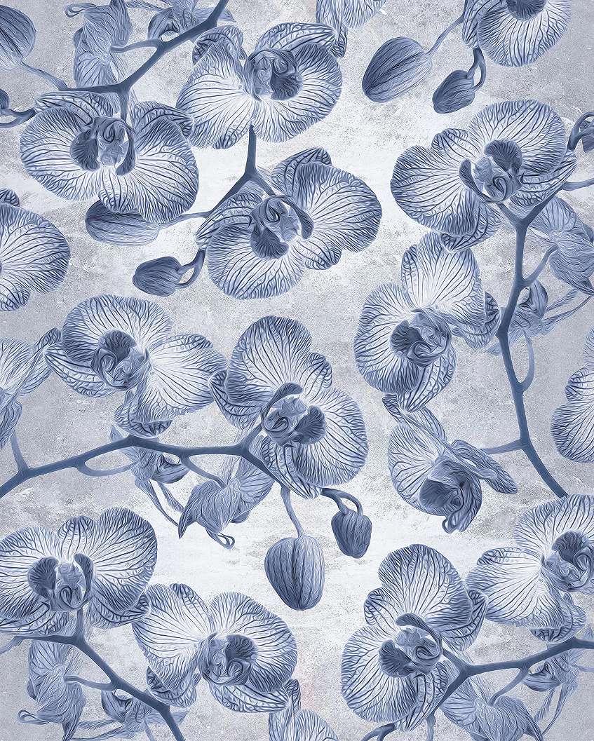 Vlies fotótapéta kék romantikus orchidea mintával