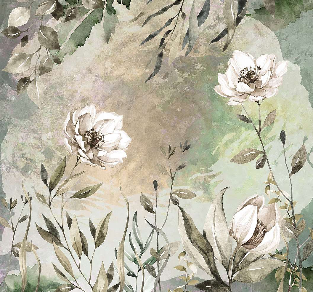 Vlies fotótapéta modern akvarell hatású virágmintával