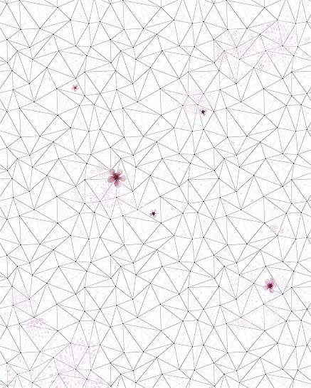 Vlies fotótapéta modern geometriai alapon cseresznyevirág mintával