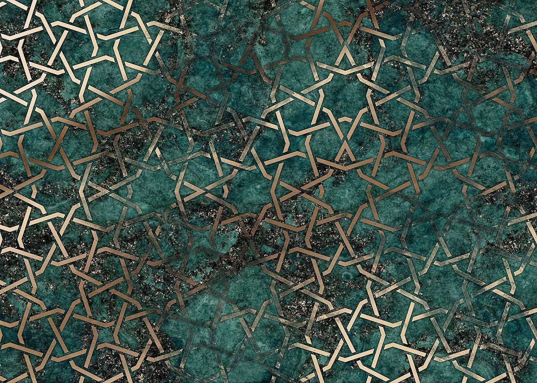 Vlies fotótapéta modern geometrikus mintával zöldes színvilágban