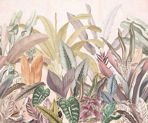 Vlies fotótapéta modern színes trópusi botanikus pálmaleveles mintával