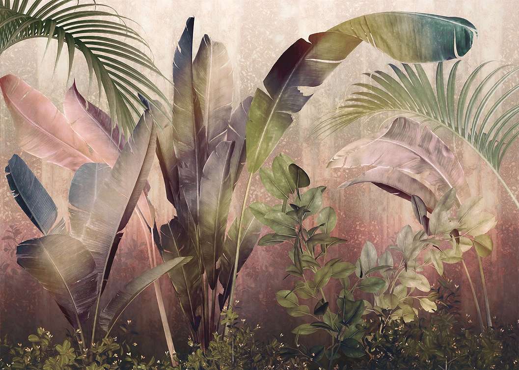 Vlies fotótapéta modern színes trópusi levél mintával