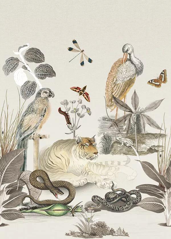 Vlies fotótapéta modern trópusi dzsungel és állat mintával