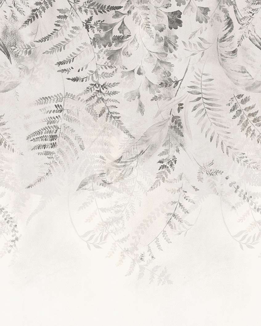 Vlies fotótapéta páfrány leveles mintával fekete fehér stílusban