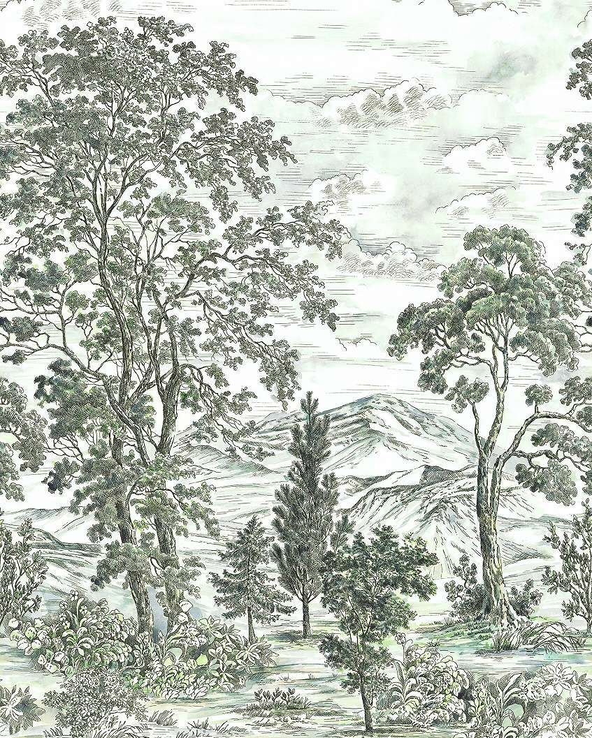 Vlies fotótapéta rajzolt stílusú erdei fa mintákkal