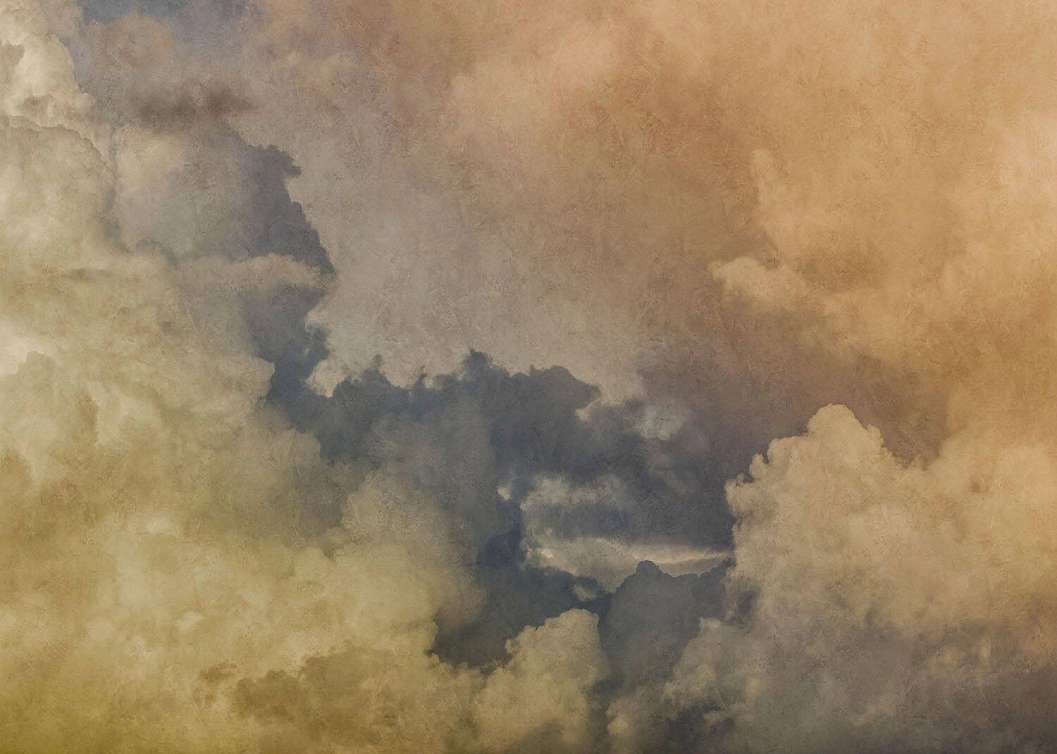 Vlies fotótapéta sárgás akvarell felhős mintával