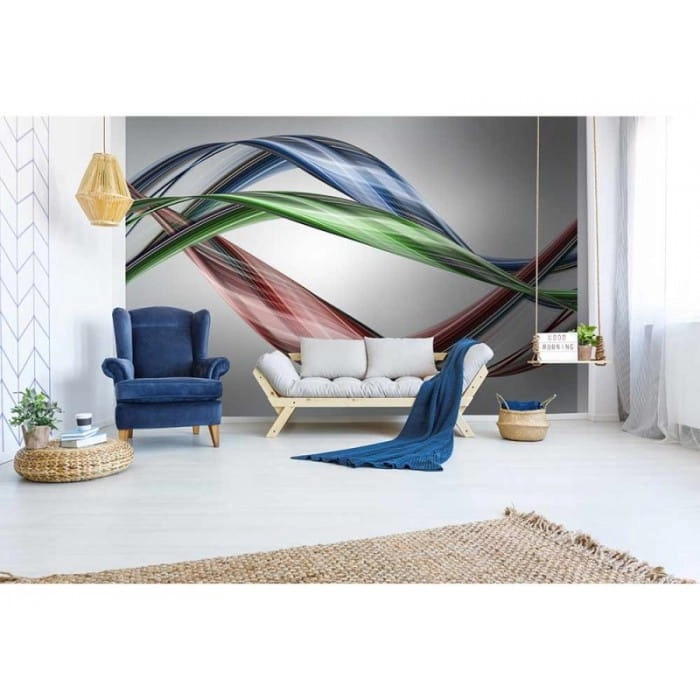 Modern színes hullám geometrikus mintás poszter tapéta