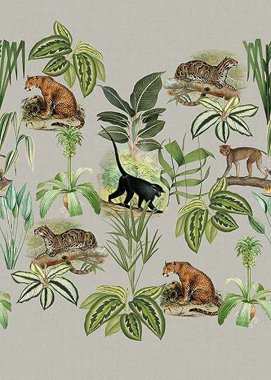 Vlies fotótapéta trópusi állat és dzsungeles mintával