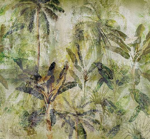 Vlies fotótapéta vintage koptatott dzsungel mintával